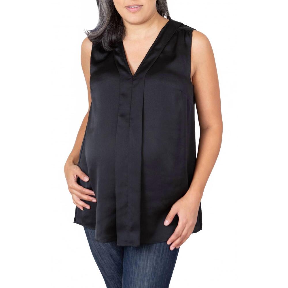 NEW EMILIA GEORGE lily v-neck sleeveless maternity top in black